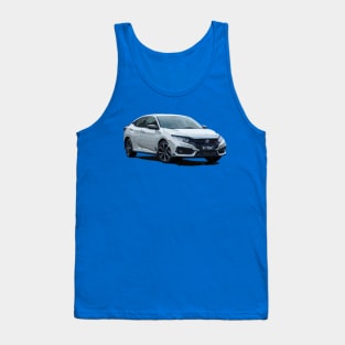 Sleek White Honda Civic Vector Art Tee Tank Top